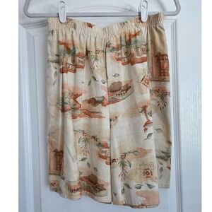 Amica Vintage Linen Blend Cottagecore Print Elastic Waist Pull On Shorts‎ Sz M